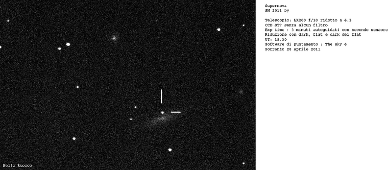Supernova  2011 by 28Aprile 2011 ruocco con dati