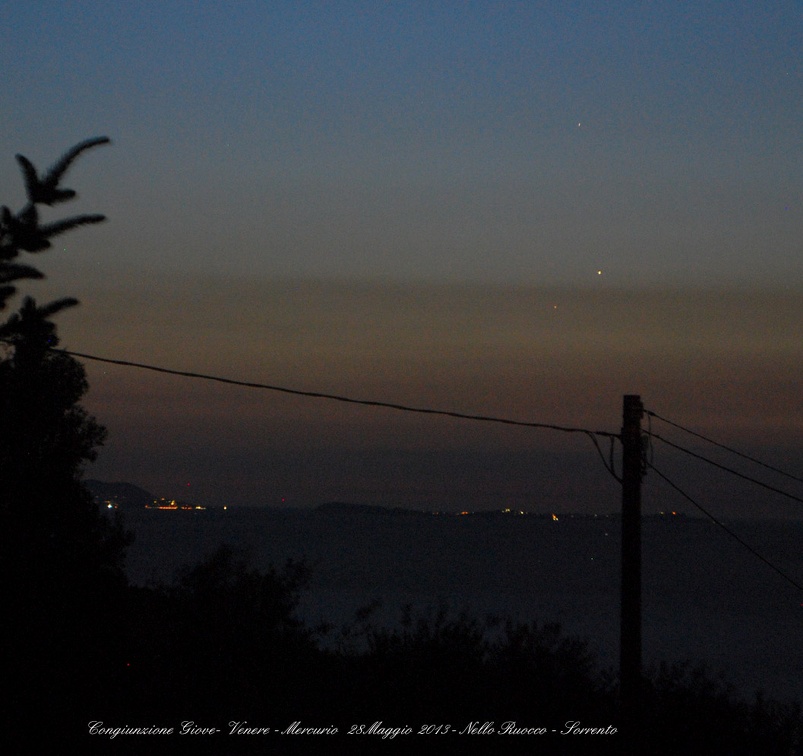 Congiunzione Giove-Venere-Mercurio 28Maggio2013 tra Ischia e Vivara